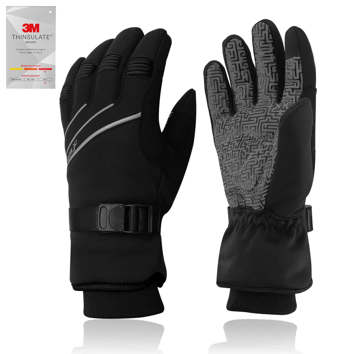 MOREOK Ski Gloves Warm Full Finger Touch Screen Winter Cycling Gloves Reflective Bike Glove Windproof Motorcycle Glove Men Women