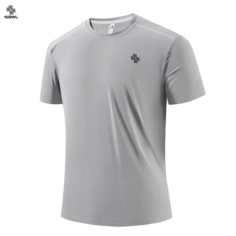 SBWL Summer Men's Breathable Fitness Quick Drying T-Shirt Fashion High Quality Leisure Outdoor Running Short Sleeve Gym Tops
