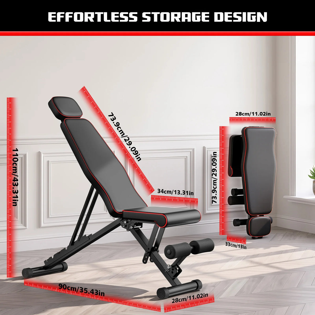 Multifunctional Foldable Fitness Bench, Adjustable Weight Training Bench for Home Gym with 7 Backrest Positions, Ideal for Muscle Shaping & Strength Building