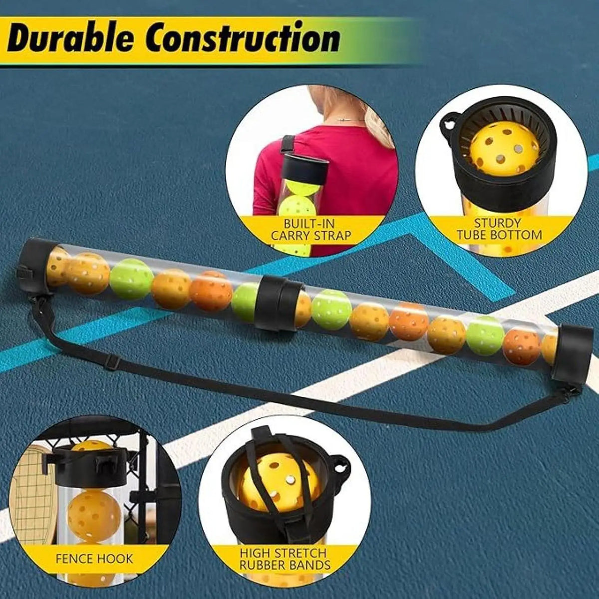 Pickleball Pickup Tube Large Capacity Retriever Tube Basket Lightweight for Men Women Beginners Tennis Ball Picker Upper