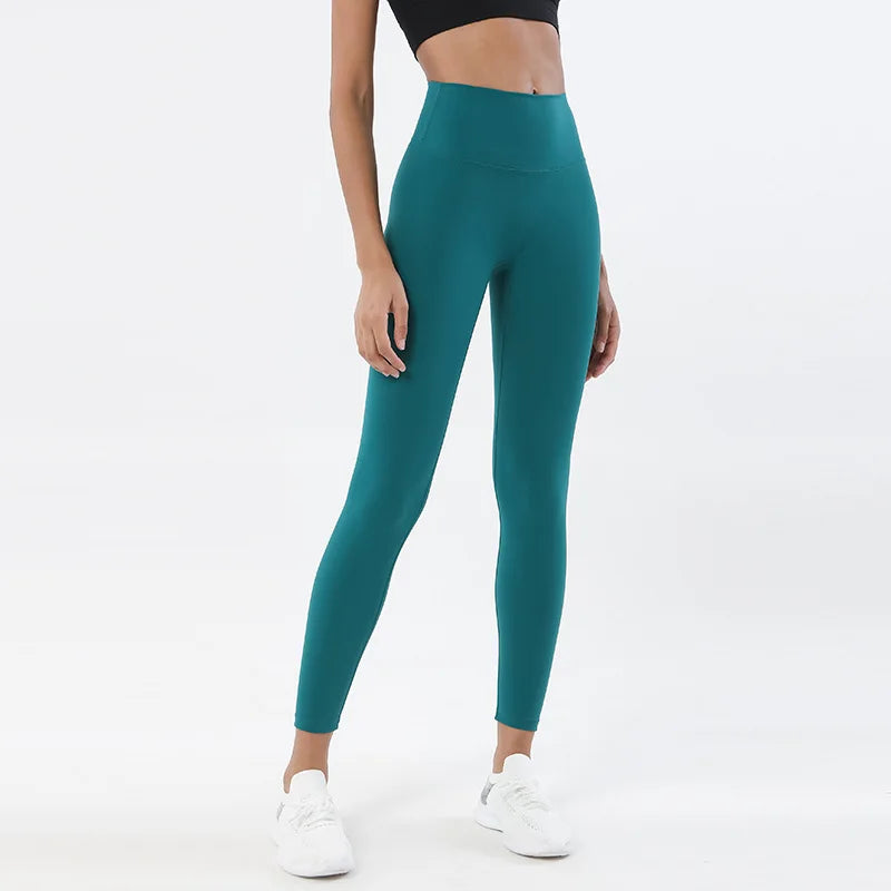 SOISOU Nylon Leggings Women Yoga Pants Tight High Waist Hidden Pocket Sports Fitness Women's Pants Gym Clothing 37 Colors