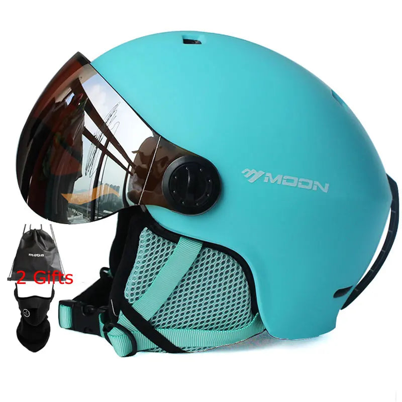MOON Skiing Helmet Integrally-Molded PC+EPS Goggles Ski Helmet Outdoor for Adults Kids Sport Ski Snowboard Skateboard Helmets
