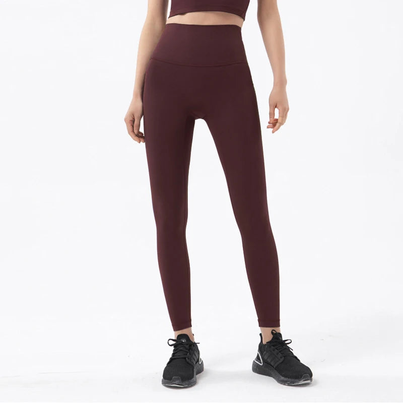 SOISOU Nylon Leggings Women Yoga Pants Tight High Waist Hidden Pocket Sports Fitness Women's Pants Gym Clothing 37 Colors