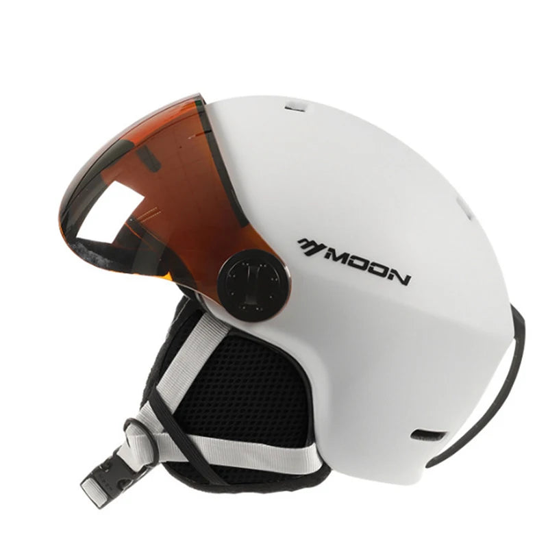 MOON Skiing Helmet Integrally-Molded PC+EPS Goggles Ski Helmet Outdoor for Adults Kids Sport Ski Snowboard Skateboard Helmets