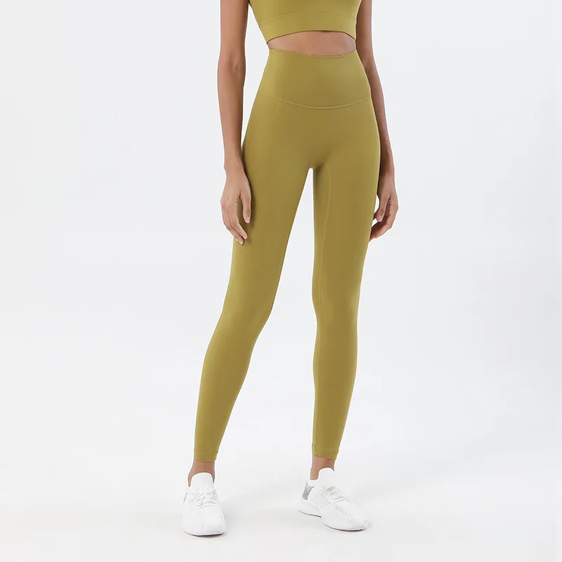SOISOU Nylon Leggings Women Yoga Pants Tight High Waist Hidden Pocket Sports Fitness Women's Pants Gym Clothing 37 Colors