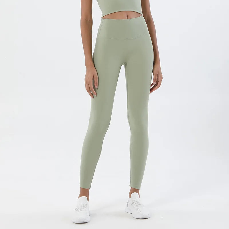 SOISOU Nylon Leggings Women Yoga Pants Tight High Waist Hidden Pocket Sports Fitness Women's Pants Gym Clothing 37 Colors
