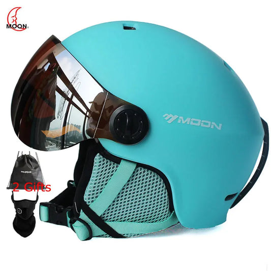 MOON Skiing Helmet Integrally-Molded PC+EPS Goggles Ski Helmet Outdoor for Adults Kids Sport Ski Snowboard Skateboard Helmets