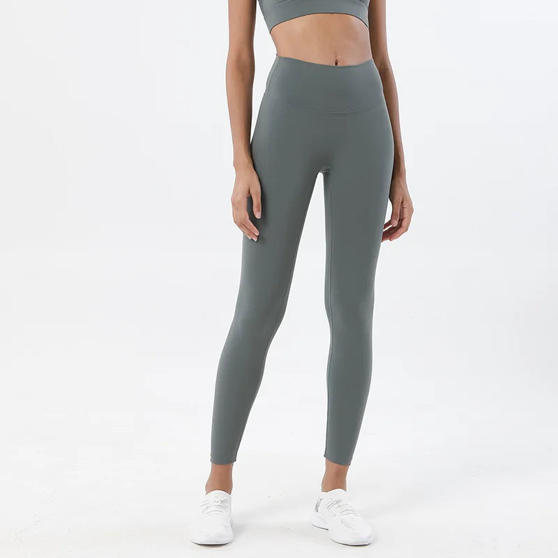 SOISOU Nylon Leggings Women Yoga Pants Tight High Waist Hidden Pocket Sports Fitness Women's Pants Gym Clothing 37 Colors
