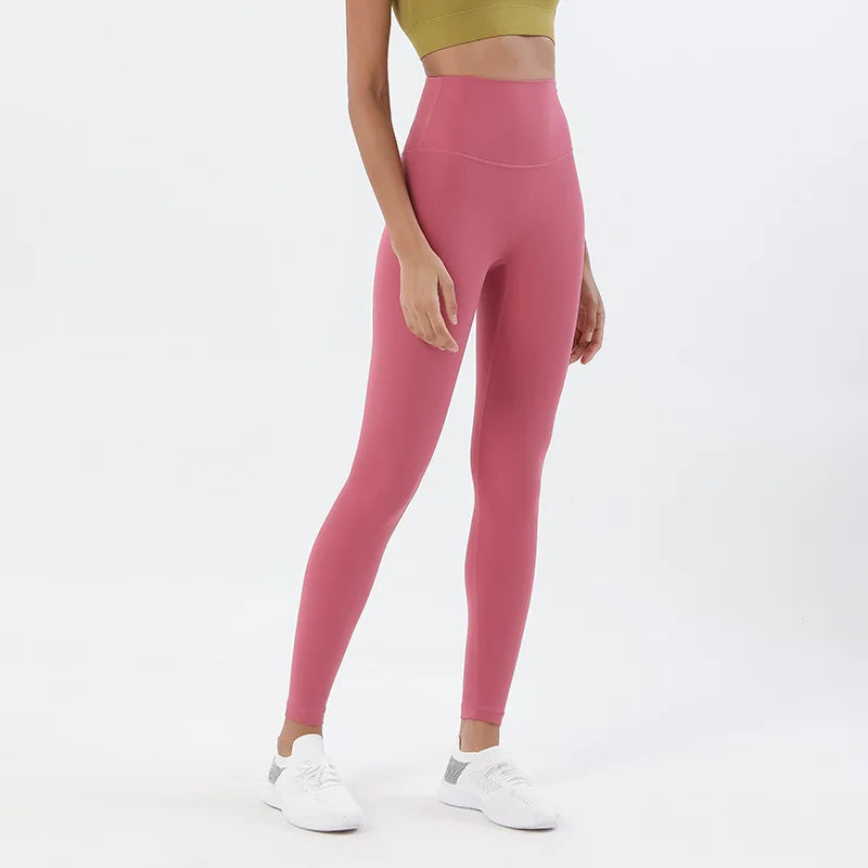 SOISOU Nylon Leggings Women Yoga Pants Tight High Waist Hidden Pocket Sports Fitness Women's Pants Gym Clothing 37 Colors