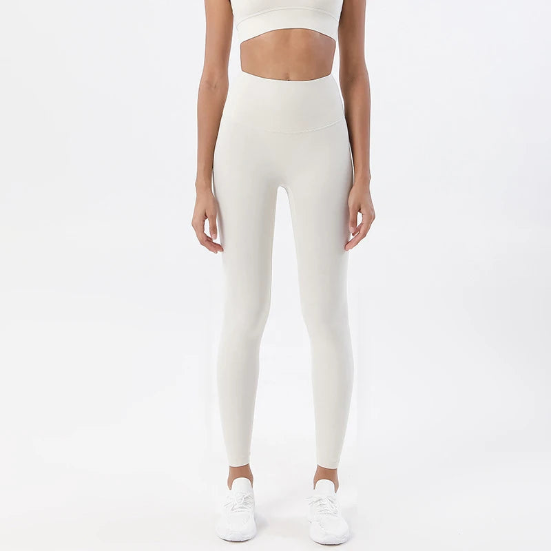 SOISOU Nylon Leggings Women Yoga Pants Tight High Waist Hidden Pocket Sports Fitness Women's Pants Gym Clothing 37 Colors