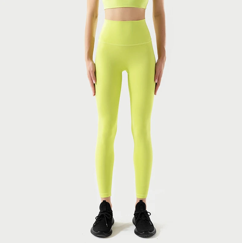 SOISOU Nylon Leggings Women Yoga Pants Tight High Waist Hidden Pocket Sports Fitness Women's Pants Gym Clothing 37 Colors
