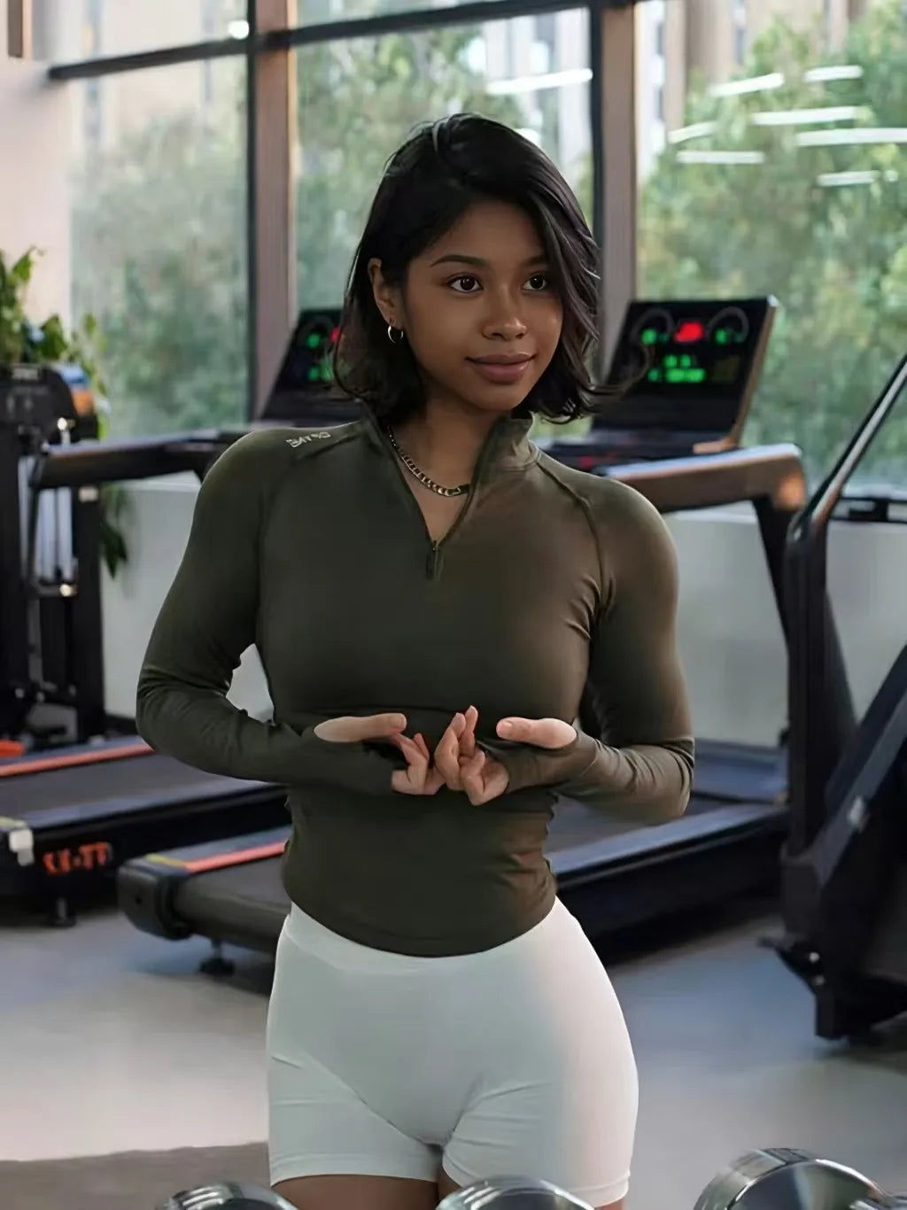 Dneyf D-Y-F Women's Half Zip Workout Top, Slim Long Sleeve Compression Top for Yoga & Gym Training With Custom Label