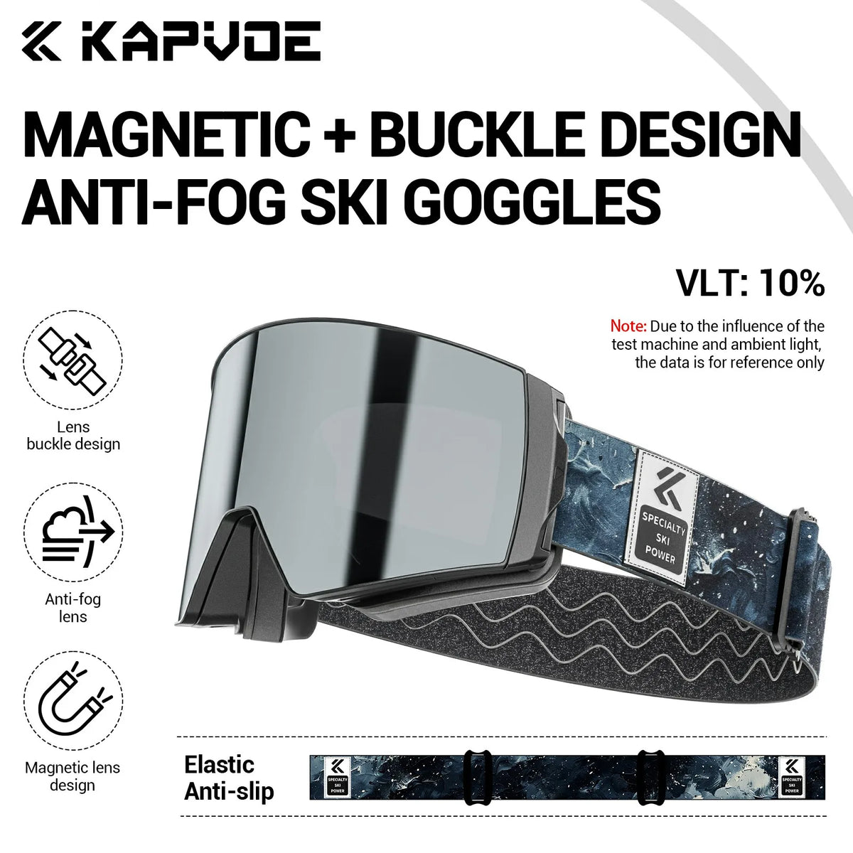 KAPVOE Outdoor Photochromic Ski Goggles Winter Snow Sports for Unisex Snow Glasses UV400 Anti-fog Magnetic Snowboard Glasses