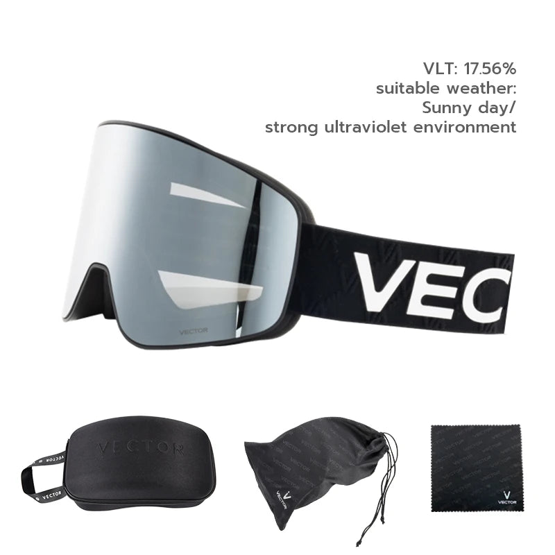 VECTOR Brand Double Layer Anti Fog Magnetic Absorption Cylindrical Ski Goggles UV400 Men Women Ski Glasses Snowboard POC Glasses