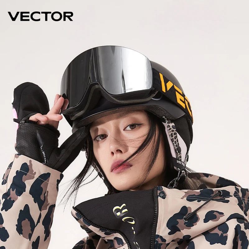 VECTOR Brand Double Layer Anti Fog Magnetic Absorption Cylindrical Ski Goggles UV400 Men Women Ski Glasses Snowboard POC Glasses