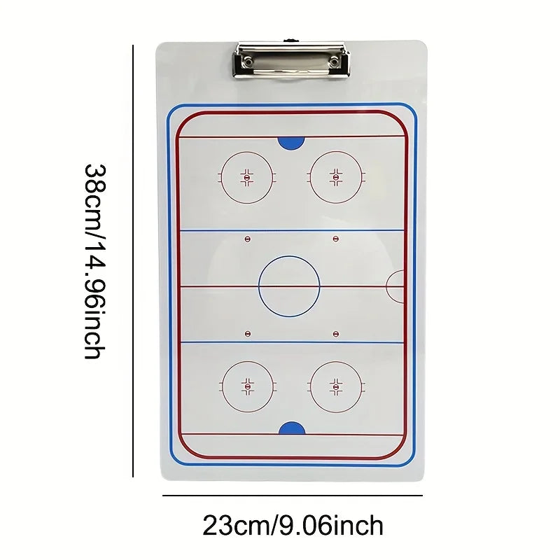 1 Set of Professional Ice Hockey Tactical Boards Made of PVC, Double-Sided, Frost-Resistant, Including Writing Pen, for Coaching
