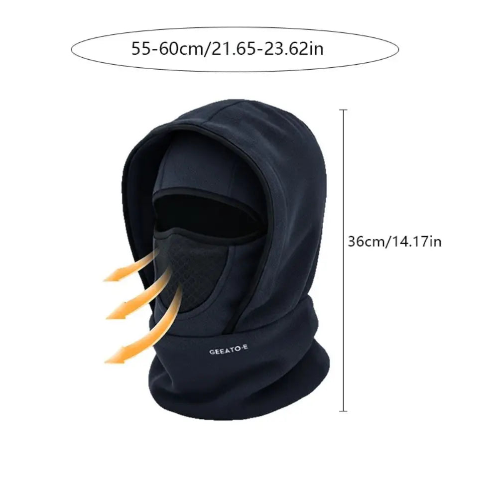 Waterproof Polar Fleece Balaclava Hat Thermal Cycling Skiing Hooded Neck Warmer for Cold Weather Face Neck Warmer Beanie Cap