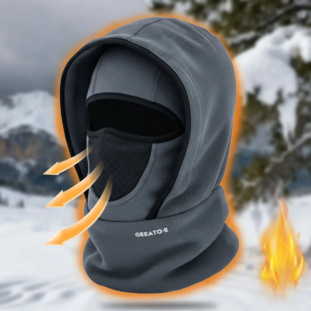 Waterproof Polar Fleece Balaclava Hat Thermal Cycling Skiing Hooded Neck Warmer for Cold Weather Face Neck Warmer Beanie Cap