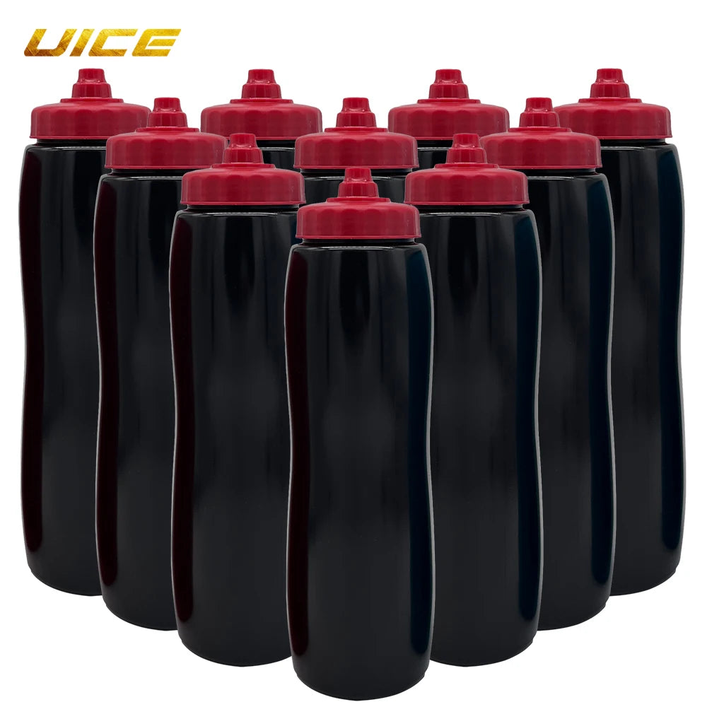Ice Hockey Bottle Bucket 10pcs Hockey Water Bottle 1000ml Team Sports Bottle BPA Free For Ice Hockey Lacrosse Football Equipment