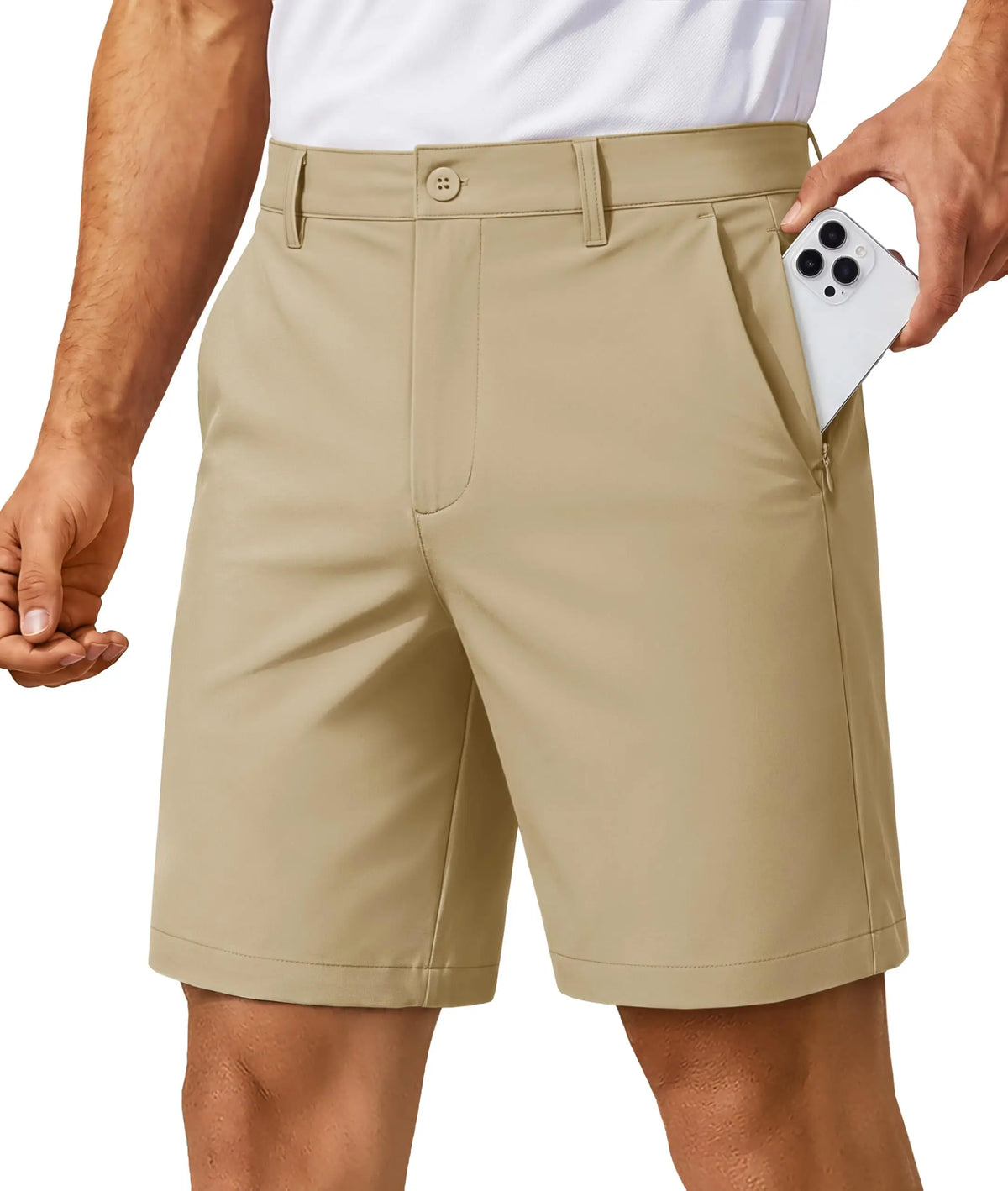 MAGCOMSEN Men’s 7” Golf Shorts Lightweight Stretch Quick Dry Wrinkle Resistant Hidden Zipper Ball Pocket Travel Shorts Versatile