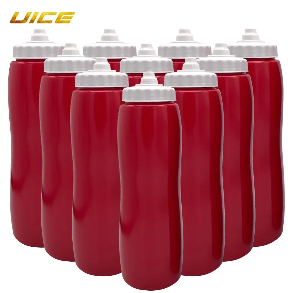 Ice Hockey Bottle Bucket 10pcs Hockey Water Bottle 1000ml Team Sports Bottle BPA Free For Ice Hockey Lacrosse Football Equipment