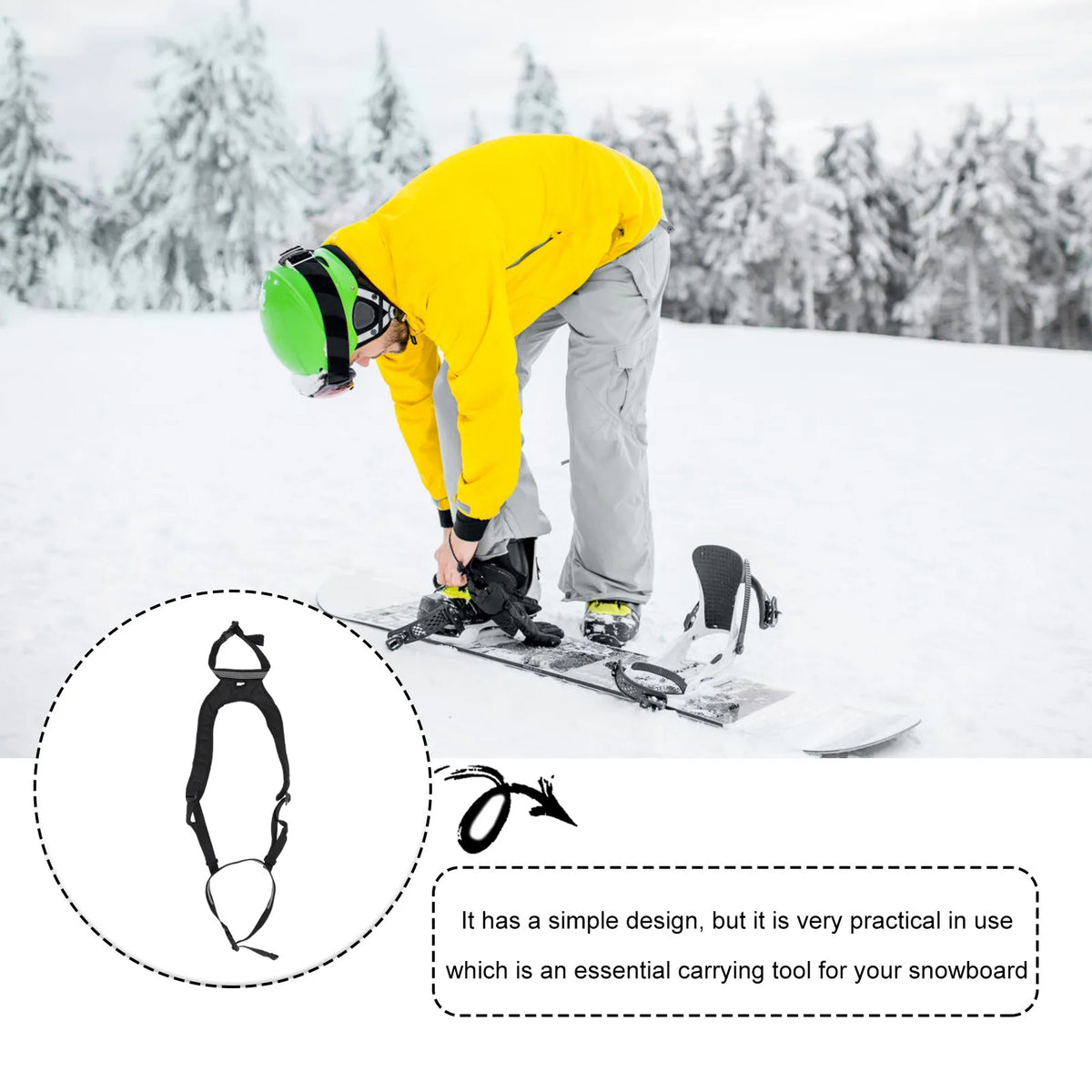 Black Outdoor Snowboard Strap Adjustable Ski Belt Durable Snowboard Carrying Tool Lightweight Accessory