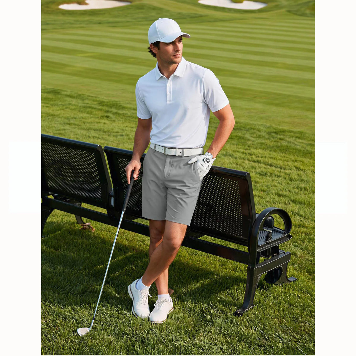 MAGCOMSEN Men’s 7” Golf Shorts Lightweight Stretch Quick Dry Wrinkle Resistant Hidden Zipper Ball Pocket Travel Shorts Versatile