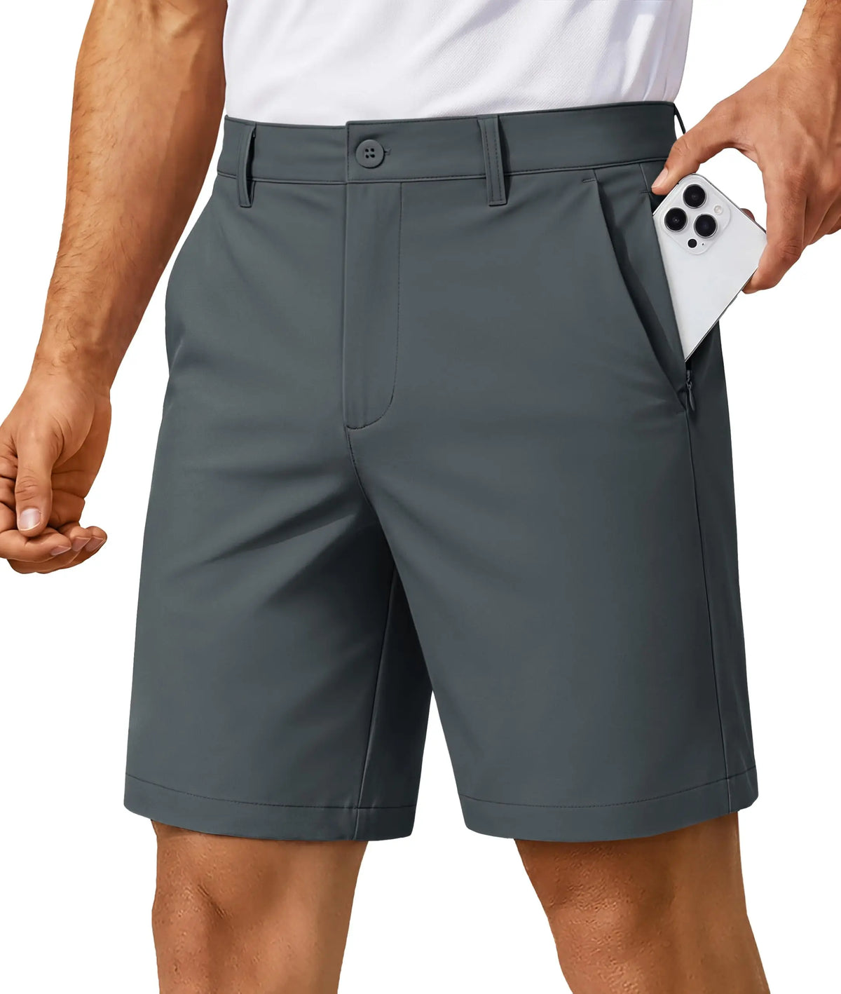 MAGCOMSEN Men’s 7” Golf Shorts Lightweight Stretch Quick Dry Wrinkle Resistant Hidden Zipper Ball Pocket Travel Shorts Versatile