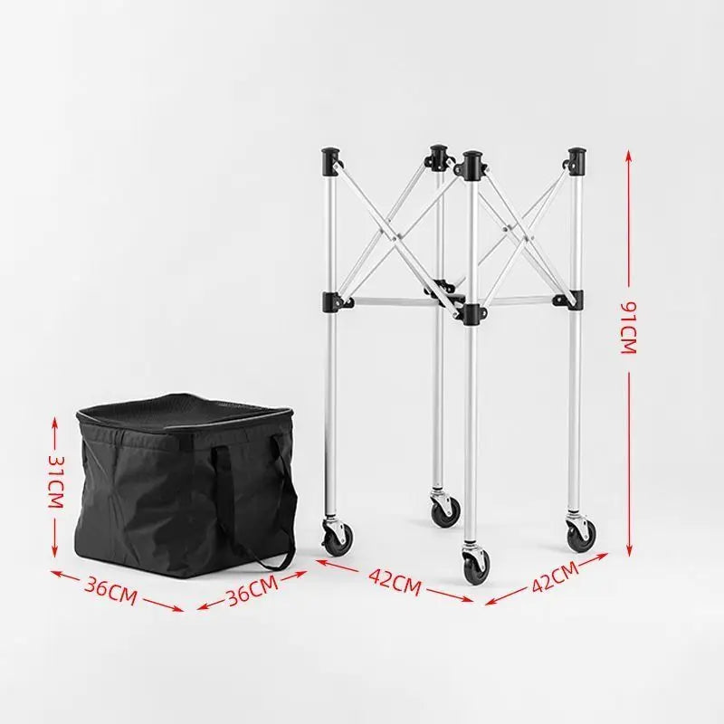 Foldable Tennis Coach Car Large Capacity Tennis Picking Basket Movable Balls Collection Baskets Portable Sports Accessories