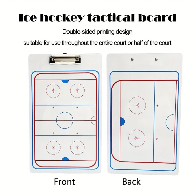 1 Set of Professional Ice Hockey Tactical Boards Made of PVC, Double-Sided, Frost-Resistant, Including Writing Pen, for Coaching