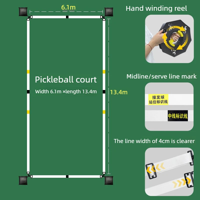 Scalable Pickleball Boundary Marking Line Multifunctional Field Boundary Line Portable Markings Lines Durable Sports Accessory