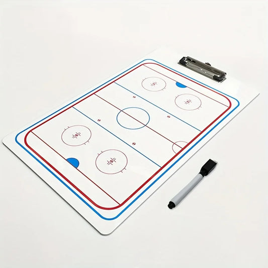 1 Set of Professional Ice Hockey Tactical Boards Made of PVC, Double-Sided, Frost-Resistant, Including Writing Pen, for Coaching