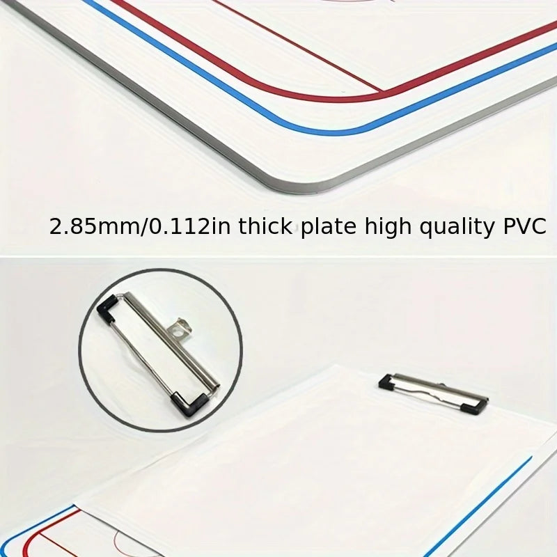 1 Set of Professional Ice Hockey Tactical Boards Made of PVC, Double-Sided, Frost-Resistant, Including Writing Pen, for Coaching