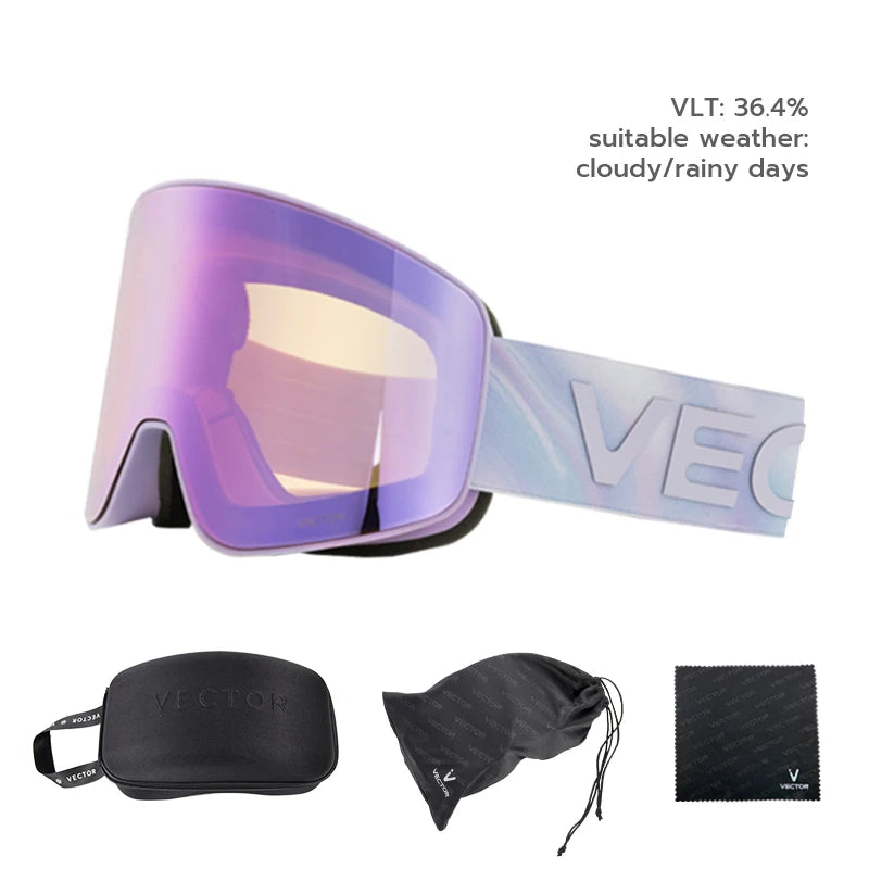 VECTOR Brand Double Layer Anti Fog Magnetic Absorption Cylindrical Ski Goggles UV400 Men Women Ski Glasses Snowboard POC Glasses