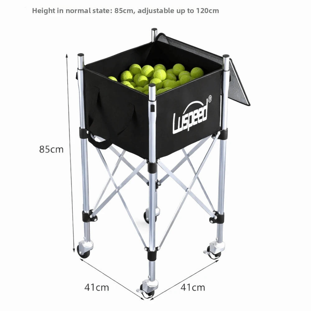 Luspeed Tennis Ball Insert Trolley Stainless Steel Large Capacity Tennis Multi-ball Cart Height Adjustable