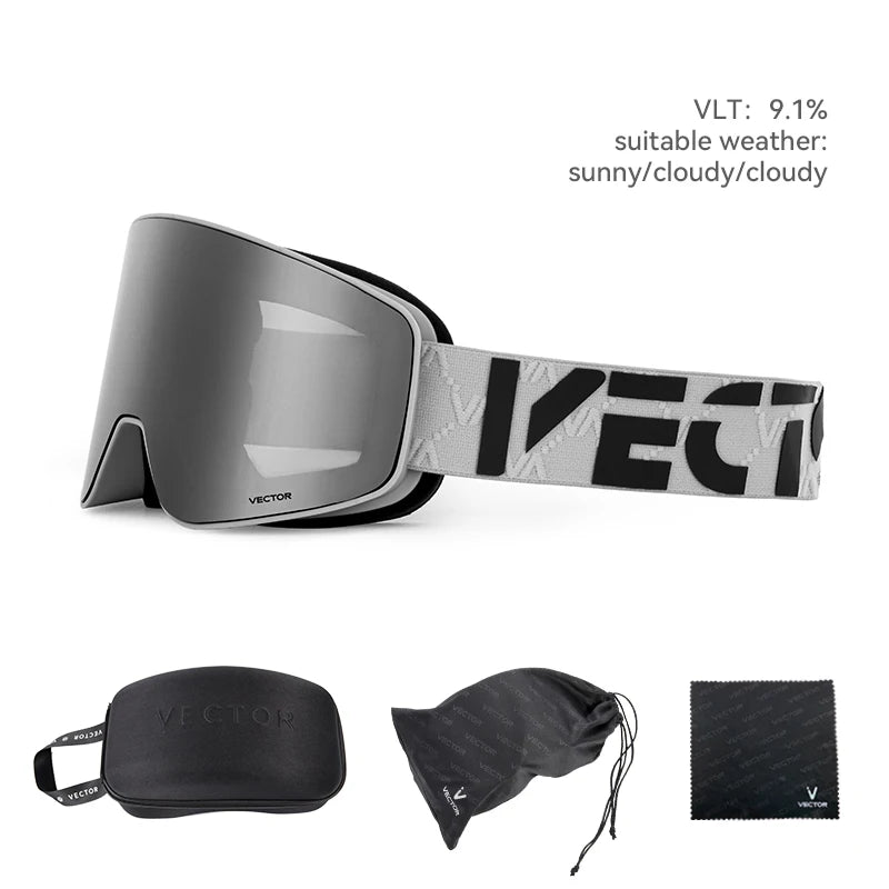 VECTOR Brand Double Layer Anti Fog Magnetic Absorption Cylindrical Ski Goggles UV400 Men Women Ski Glasses Snowboard POC Glasses