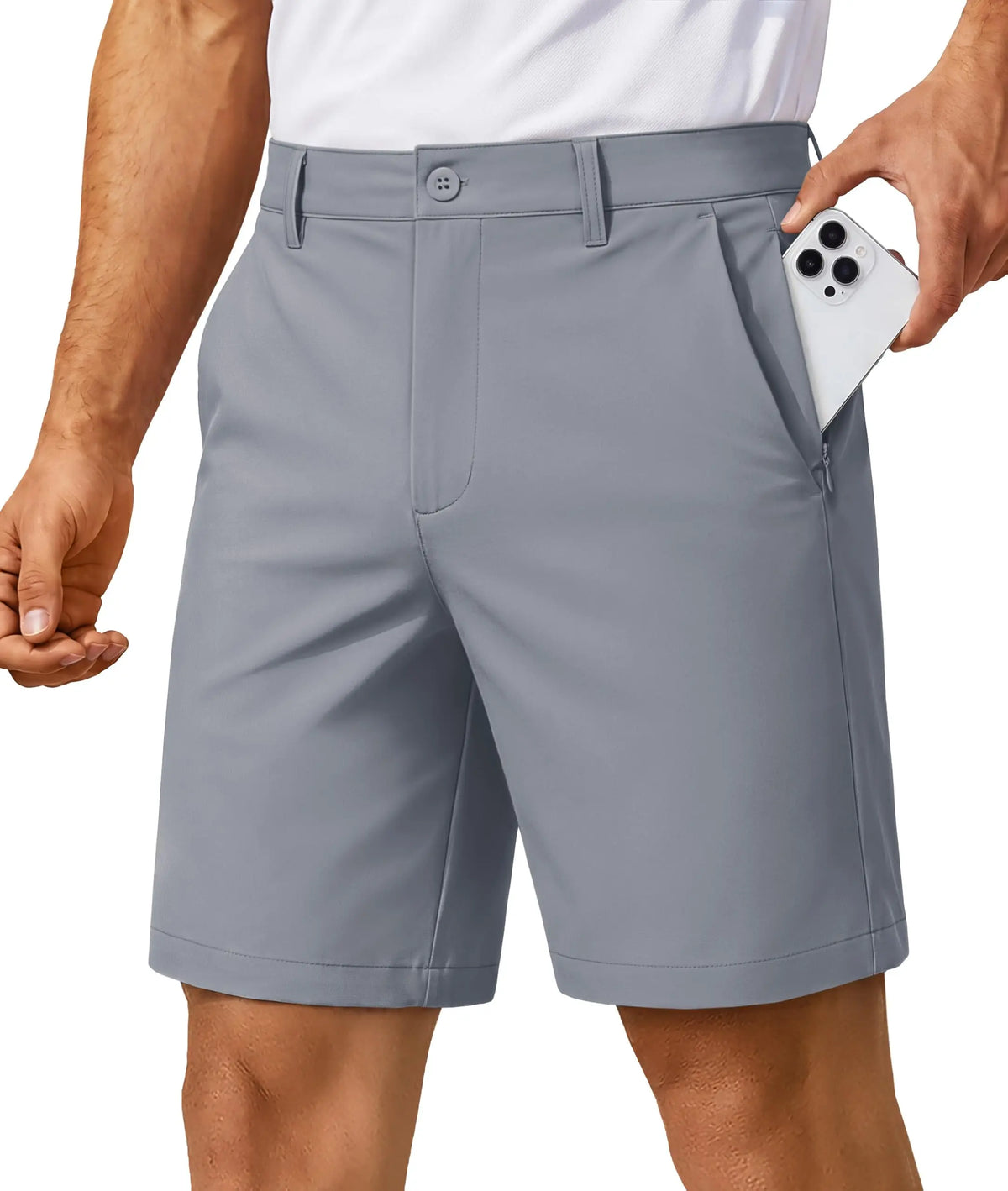 MAGCOMSEN Men’s 7” Golf Shorts Lightweight Stretch Quick Dry Wrinkle Resistant Hidden Zipper Ball Pocket Travel Shorts Versatile