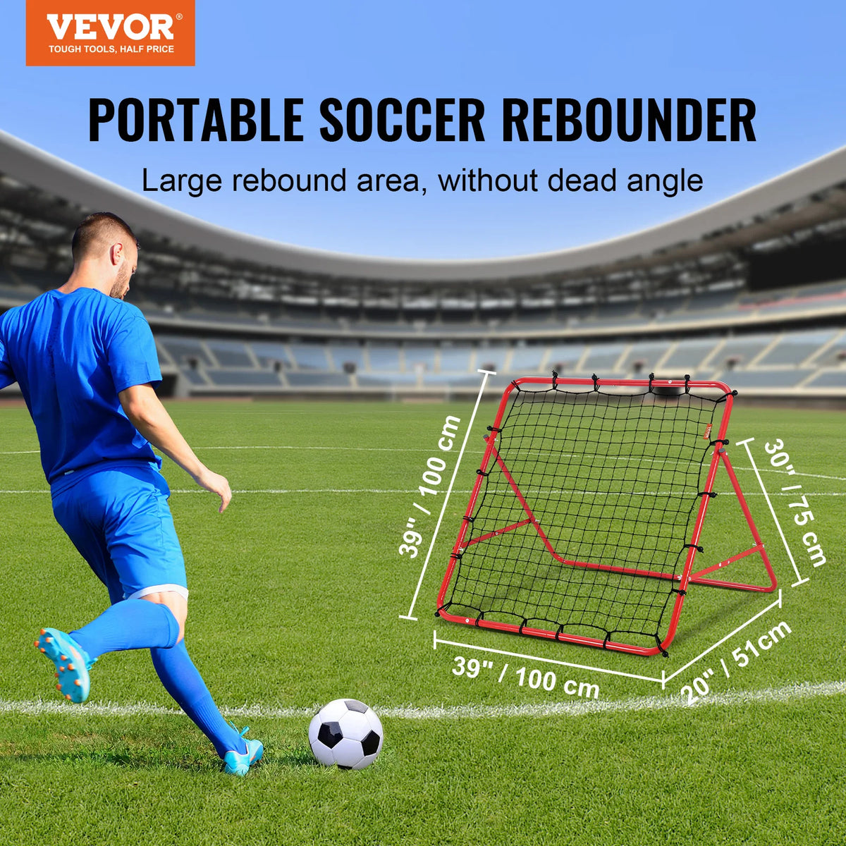 VEVOR 39X39FT Soccer Rebounder Rebound Net Portable Football Training Gifts Adjustable Angles Goal Net Aids & Equipment