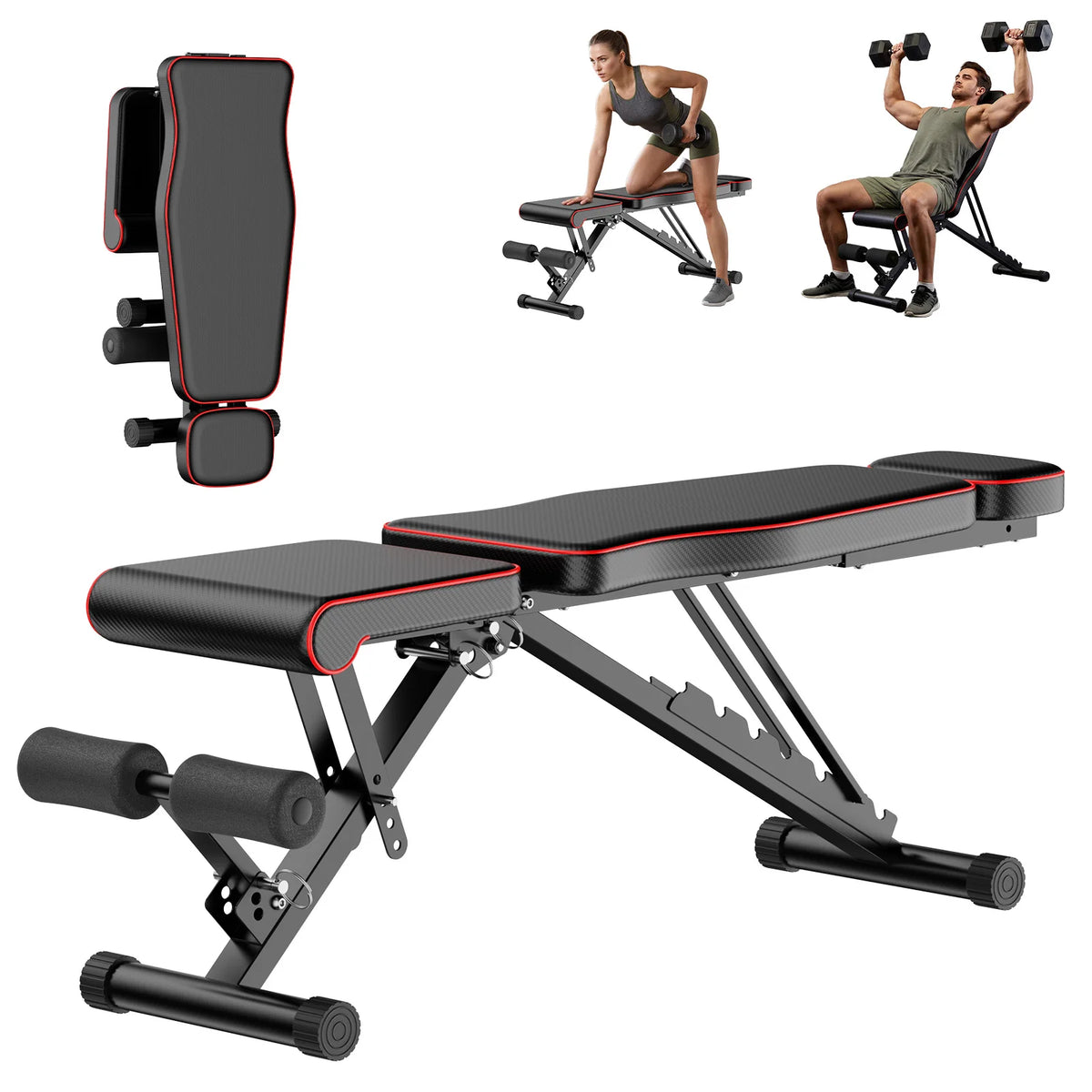 Multifunctional Foldable Fitness Bench, Adjustable Weight Training Bench for Home Gym with 7 Backrest Positions, Ideal for Muscle Shaping & Strength Building