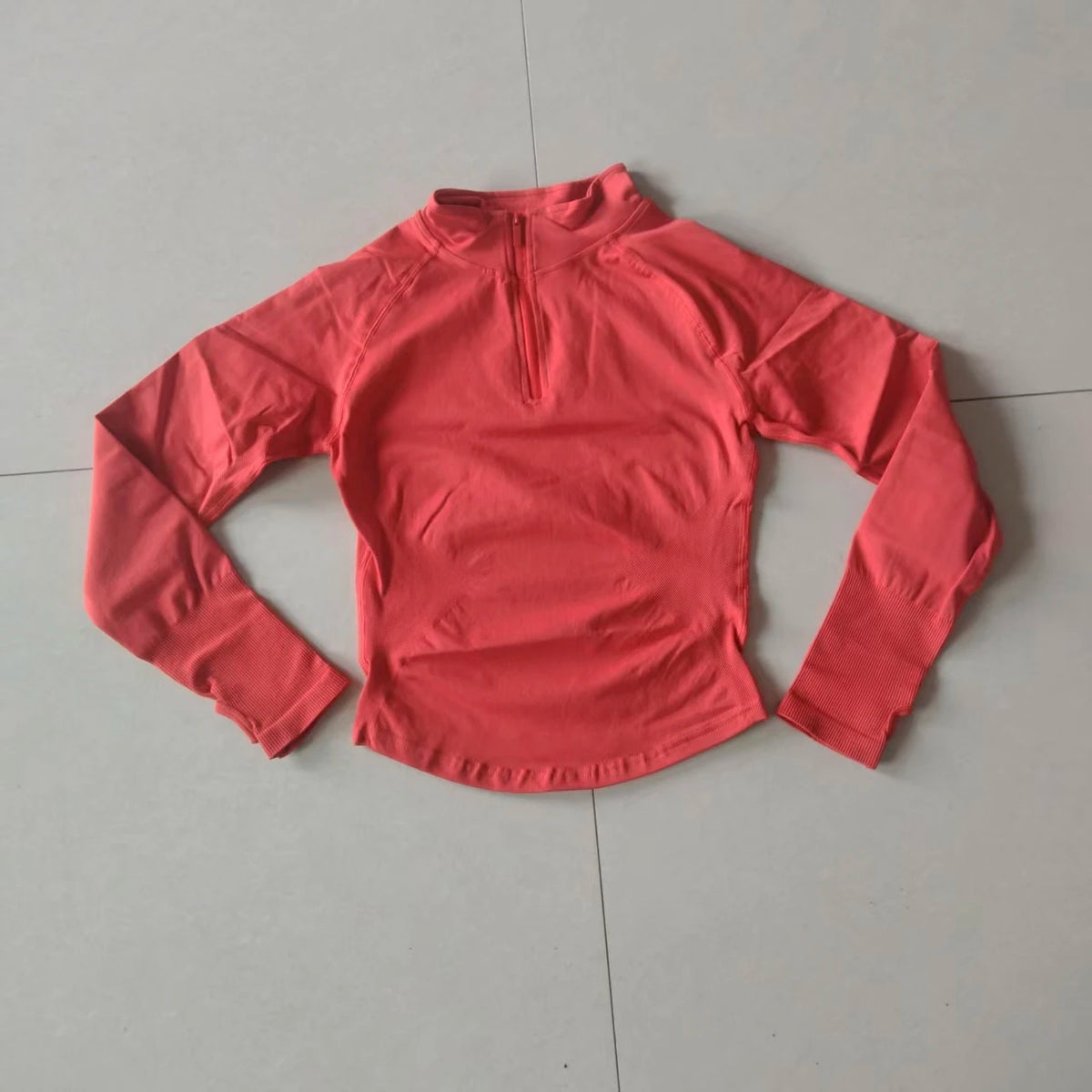 Dneyf D-Y-F Women's Half Zip Workout Top, Slim Long Sleeve Compression Top for Yoga & Gym Training With Custom Label