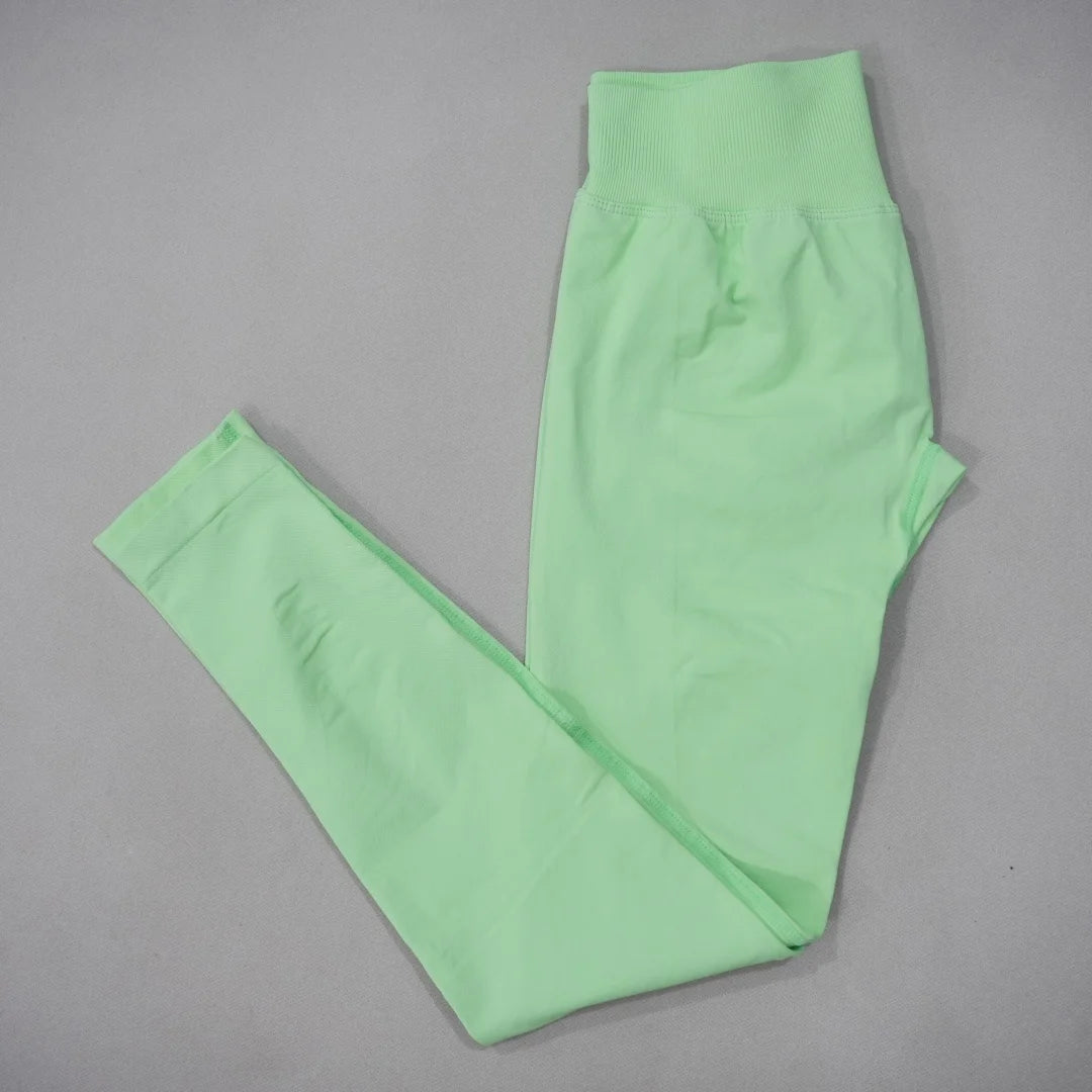 DF-LOGO New Women Seamless High Waist Yoga Leggings Butt Lifting Compression Tummy Control Gym Running Workout Slim Sports Pants