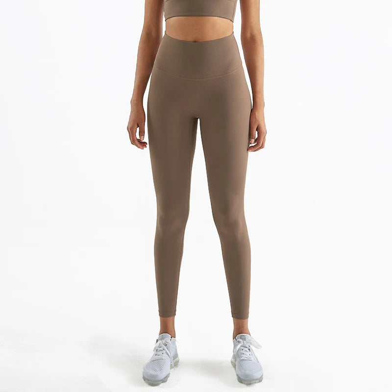 SOISOU Nylon Leggings Women Yoga Pants Tight High Waist Hidden Pocket Sports Fitness Women's Pants Gym Clothing 37 Colors