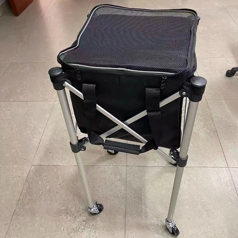 Foldable Tennis Coach Car Large Capacity Tennis Picking Basket Movable Balls Collection Baskets Portable Sports Accessories