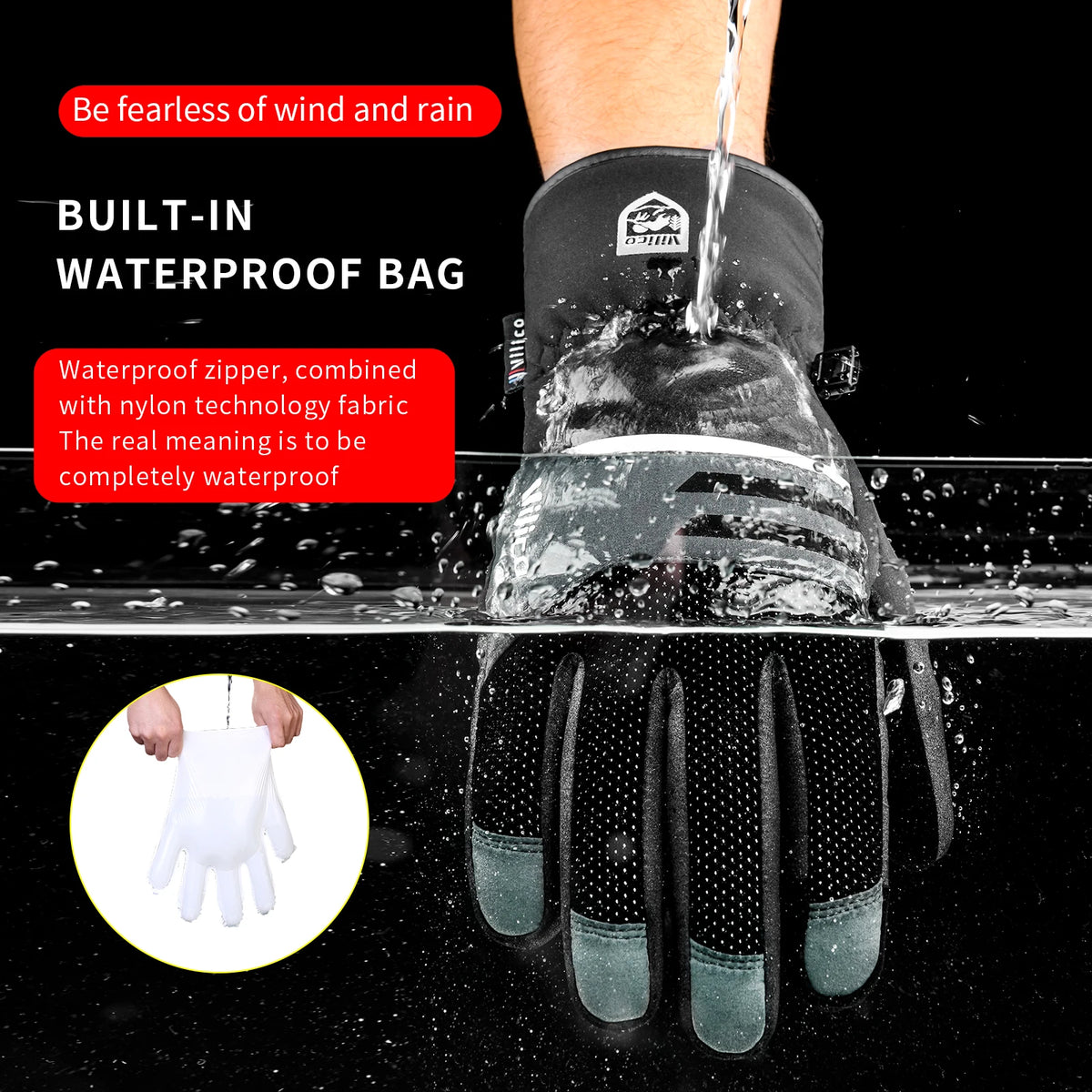 Autumn Winter Outdoor Sports Cycling Durable Velvet Warm Touch Screen Waterproof Windproof Anti-slip Cold Waterproof Ski Gloves