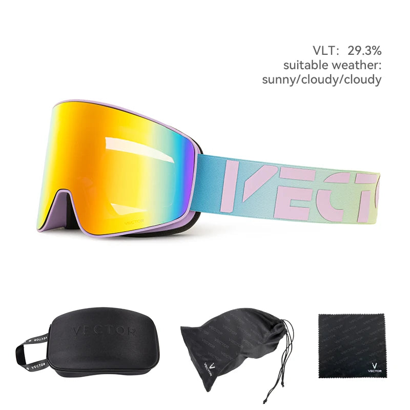 VECTOR Brand Double Layer Anti Fog Magnetic Absorption Cylindrical Ski Goggles UV400 Men Women Ski Glasses Snowboard POC Glasses