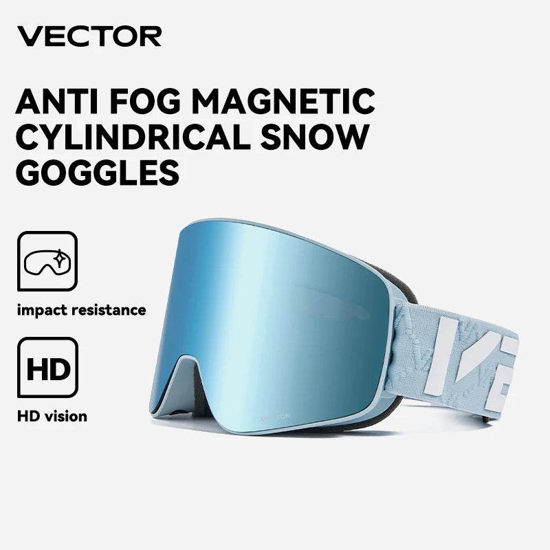 VECTOR Brand Double Layer Anti Fog Magnetic Absorption Cylindrical Ski Goggles UV400 Men Women Ski Glasses Snowboard POC Glasses