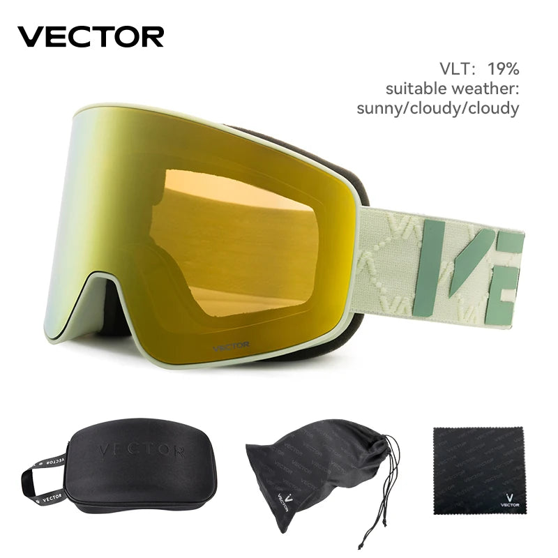 VECTOR Brand Double Layer Anti Fog Magnetic Absorption Cylindrical Ski Goggles UV400 Men Women Ski Glasses Snowboard POC Glasses