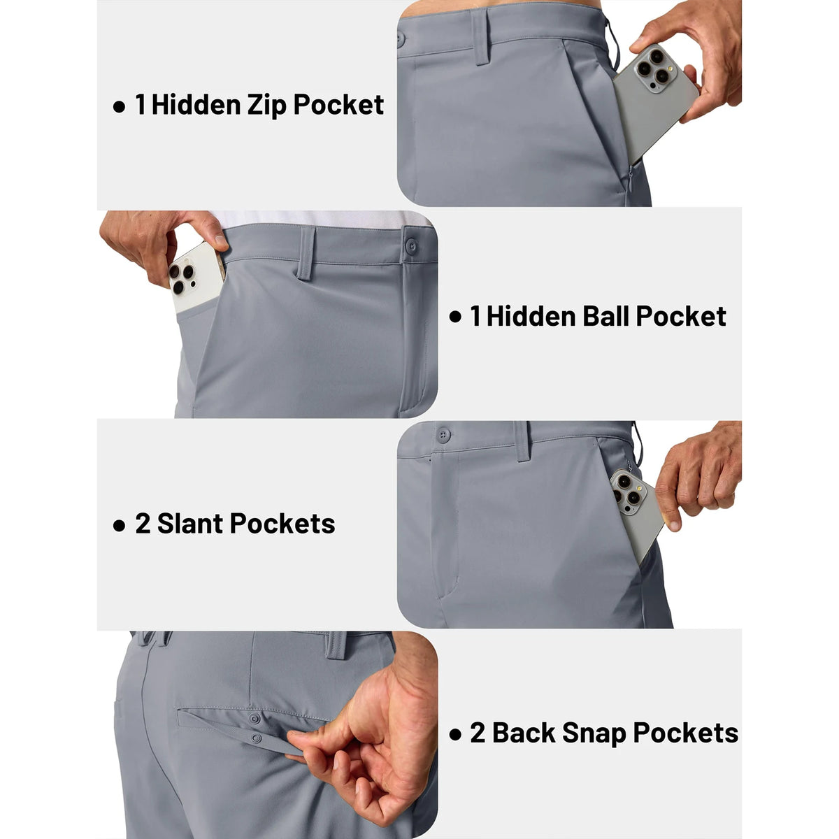 MAGCOMSEN Men’s 7” Golf Shorts Lightweight Stretch Quick Dry Wrinkle Resistant Hidden Zipper Ball Pocket Travel Shorts Versatile