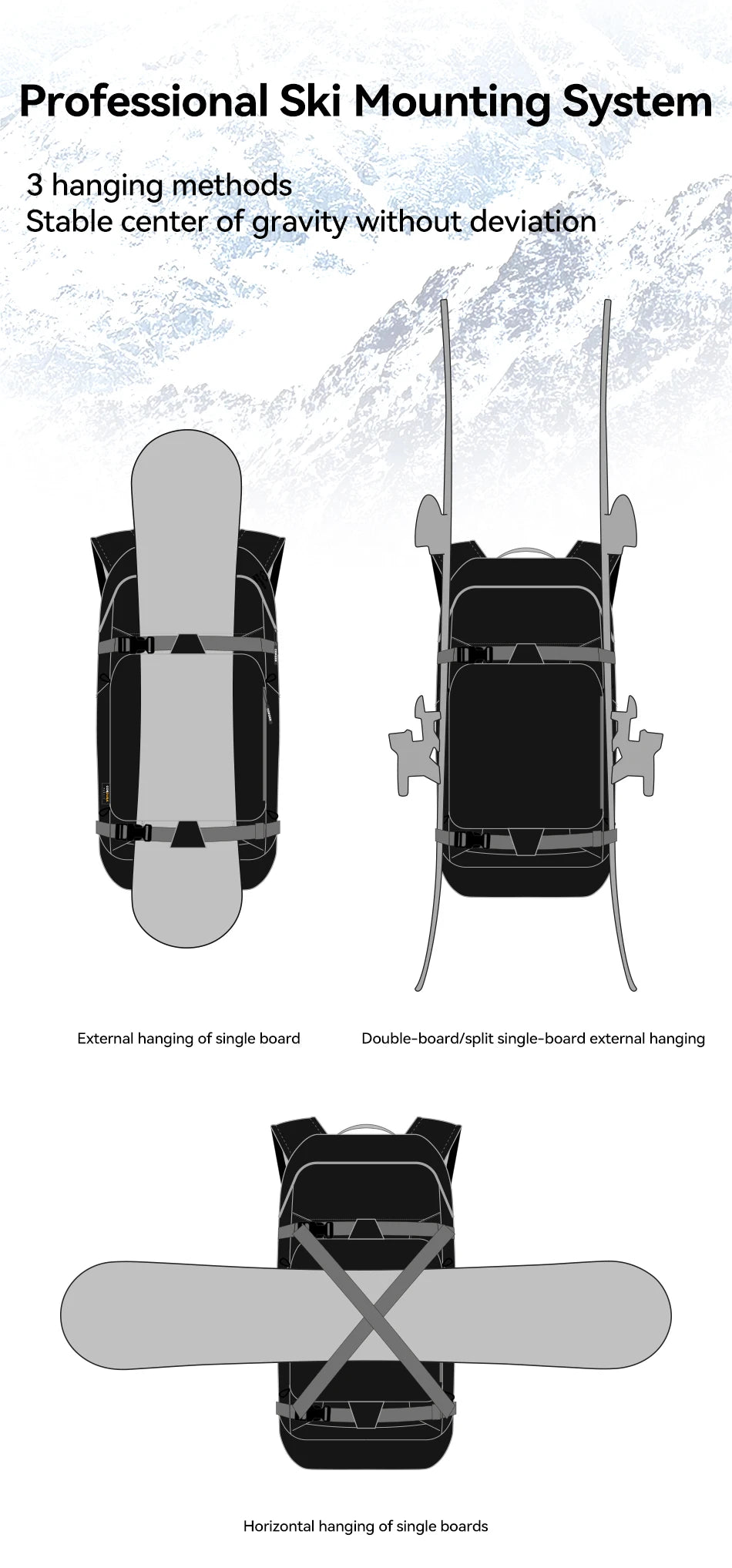 COPOZZ New Multi-Functional Ski Backpack Large Capacity Sports Board Bag Dry Wet Separation Snowboarding Camping Hiking Snow Bag