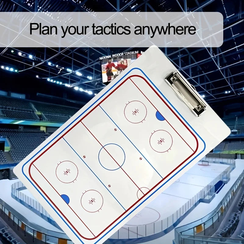 1 Set of Professional Ice Hockey Tactical Boards Made of PVC, Double-Sided, Frost-Resistant, Including Writing Pen, for Coaching